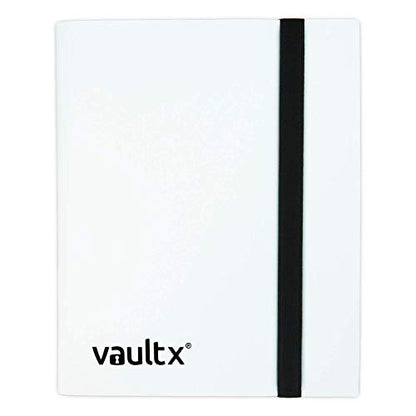 Vault X 4 Pocket Strap Trading Card Binder 160 Cards Side Loading (White) | Holds 160 standard-size TCG cards in 20 side-loading 4-pocket pages. Padded, water-resistant cover. - color: White