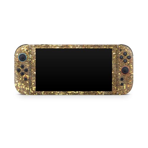 Glossy Glitter Gaming Skin Compatible with Nintendo Switch 2 Console Only - Gold Dazzle - Premium 3M Vinyl Protective Wrap Decal Cover - Easy to Apply | Crafted in The USA by MightySkins - color: Gold Dazzle, size: Switch 2 Console Skin Only, style: Gloss