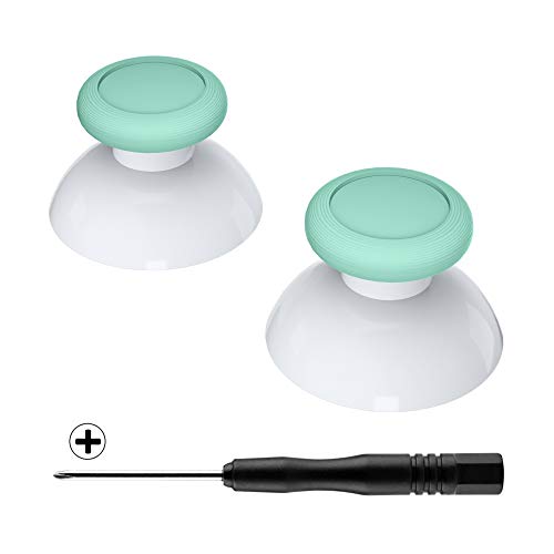 eXtremeRate Mint Green & White Dual-color Replacement 3D Joystick Thumbsticks, Analog Thumb Sticks with Cross Screwdriver for Nintendo Switch Pro Controller - color: White & Mint Green
