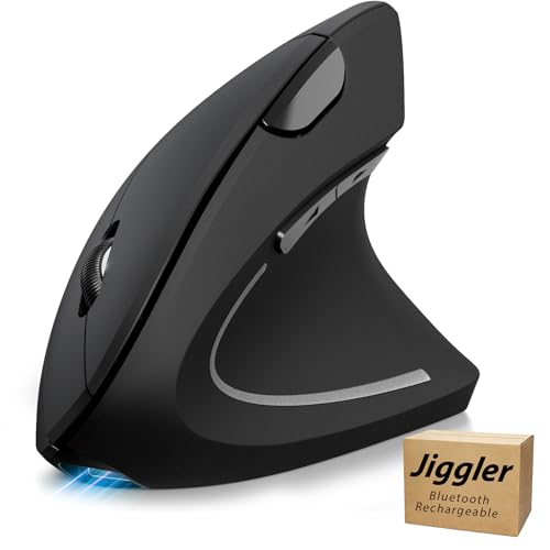 TECKNET Ergonomic Mouse with Jiggler, Bluetooth Wireless Vertical Mouse, 4800DPI Rechargeable Carpal Tunnel Mouse, Undetectable Random Movement Keeps Computers Awake for PC, Laptop, Mackbook | Built-in Jiggler Mover, Bluetooth+2.4G, Wireless Moving Mouse,