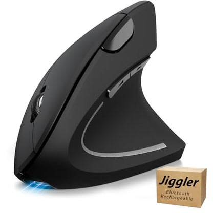 TECKNET Ergonomic Mouse with Jiggler, Bluetooth Wireless Vertical Mouse, 4800DPI Rechargeable Carpal Tunnel Mouse, Undetectable Random Movement Keeps Computers Awake for PC, Laptop, Mackbook | Built-in Jiggler Mover, Bluetooth+2.4G, Wireless Moving Mouse,