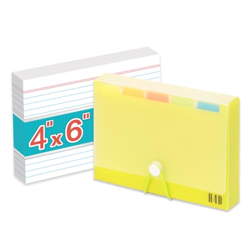 H4D 4x6 Index Card Case with 100 Ruled Index Cards and Dividers, Lime Green | Plastic Case, Heavyweight Index Cards, Colored Dividers - color: Lime Green, size: 4"x6"