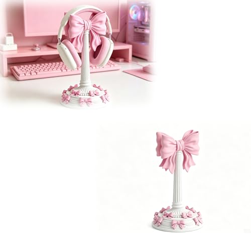 Headphones Headset Stand, Gaming Desk Accessory, Cute Bow Headphone Holder, Desktop Headphone Stand Compatible With Universal Headphones, Desk Organizer Headset Display Stand