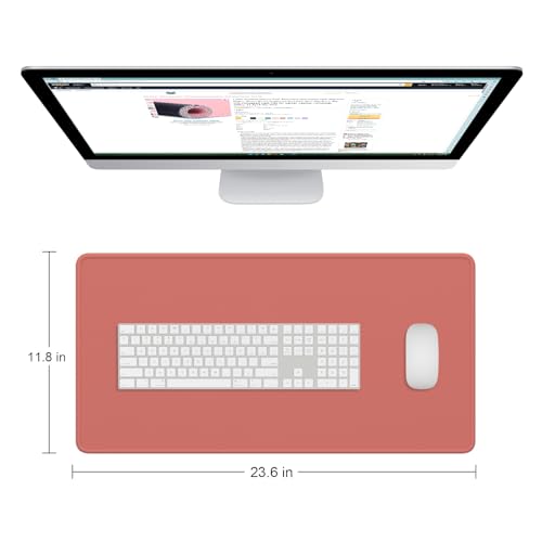 Dapesuom Large Mouse Pad, Extended Gaming Mouse Mat with Stitched Edges, Full Size Desk Mats with Non-Slip Base, Computer Big Desktop Keyboard Pad for Laptop, Office, 23.6 x 11.8 in, Indian Red - color: Indian Red, size: 23.6L x 11.8W inches