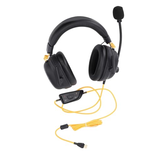 Gaming Headset, 7.1 Surround Sound AI Noise Canceling Mic USB Headset, Wired Gaming Headphones with Custom EQ Lightweight Design for PC Laptop Work Call Center (Black) - color: Black