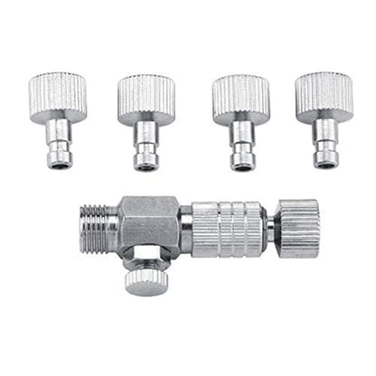 Tbest Harder Steenbeck Airbrush Quick Connect,Airbrush Quick Release Disconnect Adapter 1/8 in Male and Female Connections Adapter with Adjustable Control Valve Airbrush Accessories