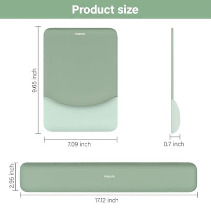 MOSISO Keyboard Wrist Rest & Mouse Pad with Wrist Rest, Green | Rectangular Ergonomic Mousepad, Non-Slip Base, Home/Office Pain Relief & Easy Typing, Neoprene Cloth & Raised Silicone Lining - color: Green