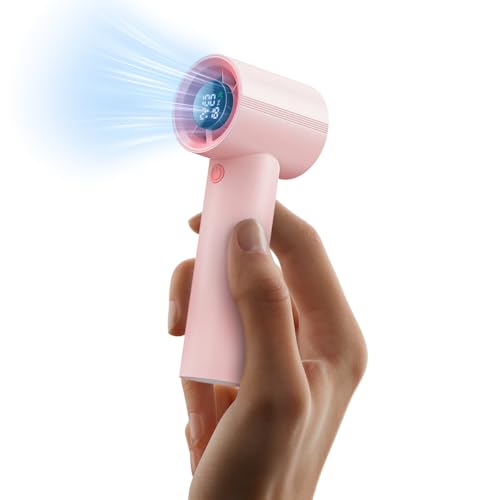 Portable Handheld Fan, Speed(1-199) Powerful Turbo Mini Fan, 30000 RPM High Speed Moter [14H Max Cooling Time] 5000mAh Battery Rechargeable,Pocket Personal Small Travel GIfts for Women Men,Pink - color: Pink