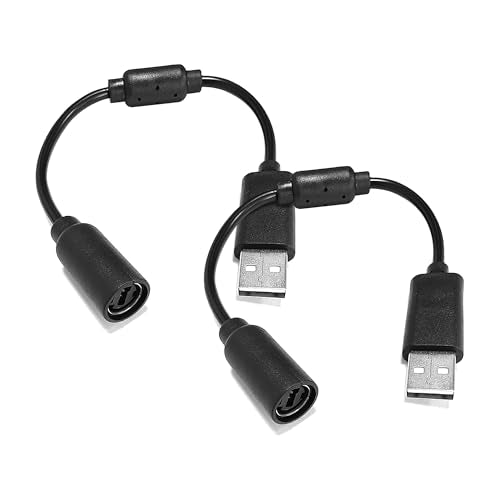 BlingKingdom 2 PCS Replacement Dongle USB Breakaway Cables, Wired Controller Brake Away Cable Cord Guitar Adaptater Compatible for Xbox 360 Controller Logitech Thrustmaster Racing Wheel