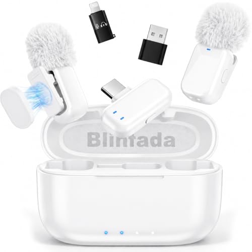 mini 2 Wireless Lavalier Microphones for iPhone 16/17 & Android, AI Noise Cancellation, App Control, 30H Battery with Charging Case, Lapel Microphone Wireless for Video Recording White - color: White