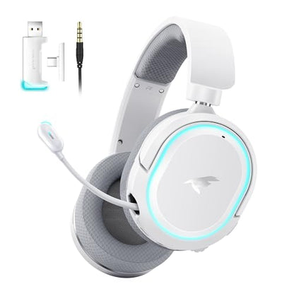Picun G2 Wireless Gaming Headset, Over-Ear 7.1 Virtual Surround Sound, 2.4GHz/Bluetooth 5.4/Wired, 5ms Ultra-Low Latency, 100H Battery, ENC Noise-Canceling Mic, RGB, for PC PS5 PS4 Switch (Grey) - color: Grey