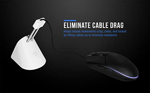 SubZERO Gaming Mouse Bungee, Mouse Cord Holder and Cable Management Device (White)