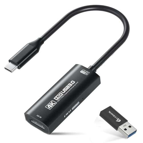 Guermok 4K USB 3.0 HDMI Capture Card for Streaming with PD 100W, 4K@60FPS | 2K@120FPS HDMI to USB C/A Capture Card for Streaming, Works with Pad, Tablet, MacOS, Switch2/1, Laptop, PC, Camera, VR, Black - color: black, size: 4k 60fps
