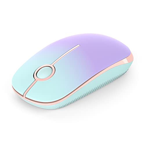 VssoPlor Wireless Mouse, 2.4G Computer Laptop Mouse, Mint Green to Purple | Slim Portable Mouse, Plug & Play USB Nano Receiver, Quiet Silent Optical Mice for Notebook, PC, Laptop, Computer - color: Mint Green to Purple