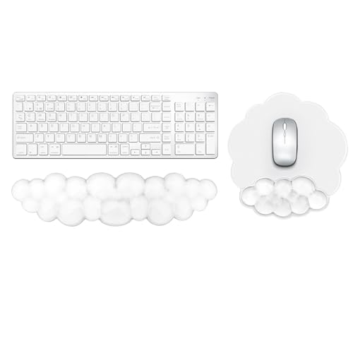 Gel Cloud Keyboard and Mouse Wrist Rest, Cute Wrist Support and Arm Support Rest for Typing Pain Relief，Suitable for Office/Computer/Laptop/Gaming Set-White - color: Clear Cloud White Set