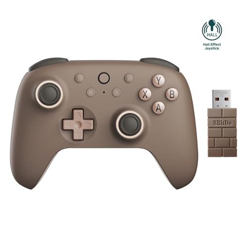 8Bitdo Ultimate 2C Wireless Controller for Windows PC & Android (Brownie) | 1000Hz Polling Rate, Hall Effect Joysticks & Hall Triggers, Remappable L4/R4 Bumpers - color: Brownie