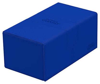 Ultimate Guard Twin Flip'n'Tray 200+, Deck Case for 200 Double-Sleeved TCG Cards + Dice Tray, Blue, Independent Magnetic Closure & Microfiber Inner Lining - color: Blue