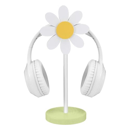 Yookeer Daisy Headphone Stand Cute Headphone Stand Decorative Gamer Gifts for Women Wood Table Decor for Gamer Room Office Desk for Girl Girlfriend Office Worker - style: Daisy