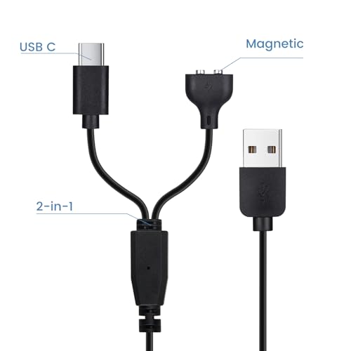 2-Pack Dog Shock Collar Charger Cord Replacement for Jugbow Training Collar, 2-in-1 Magnetic and USB C Charging Cable - size: 3 ft cable without adapter