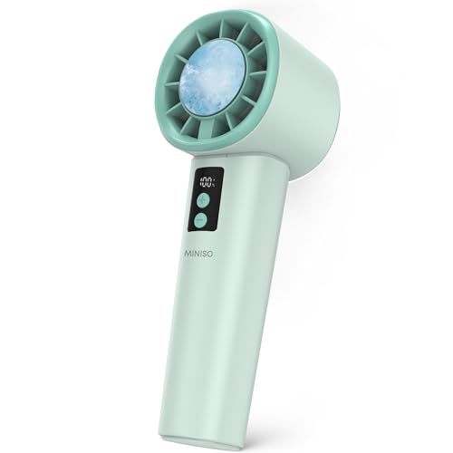 MINISO Portable Fan with Coolling Plate, Handheld Turbo Fan Rechargeable | Ice Fan 3000 mAh, USB Makeup, 7-Speed 1-120, Max 10 H Cold Personal Fan for Travel, Office, Subway, Shopping, Camping - color: Green