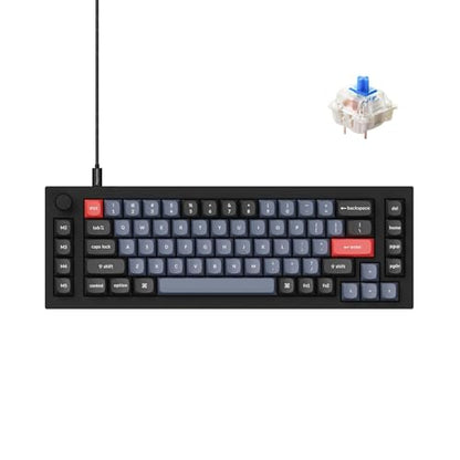 Keychron Q65 Wired 65% Layout Compact Mechanical Keyboard, QMK/VIA Macro Keys Knob Hot-Swappable Aluminum Body Gaming 1000 Hz Polling Rate Compatible with Mac Windows Linux-Gateron Blue Switch - color: Carbon Black-Blue Switch