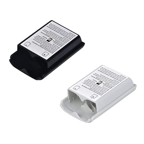 2 Pcs Battery Pack Cover for Xbox360 Wireless Controller, Replacement Battery Pack Cover Shell Case (1×Black, 1×White) - color: Black&White