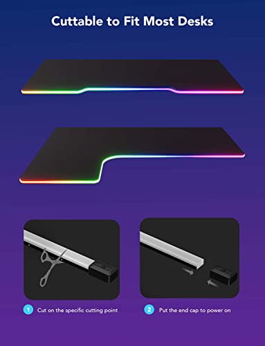 Govee RGBIC LED Neon Rope Lights, 10ft Gaming Lights for Gaming Desks | LED Strip Lights Syncing with Razer Chroma, Support Cutting, Smart App Control, Music Sync, Adapter (Only 2.4G Wi-Fi) - size: 10ft