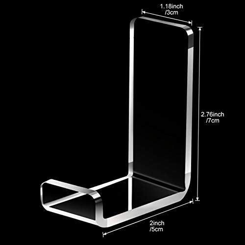 Weewooday 4 Pieces Headphone Hanger Headset Stand Holder Adhesive Wall Mount Headphone Hook for Desk Acrylic Gaming Earphones Hanger with Glues for Earphone Controller(Clear) - color: Clear