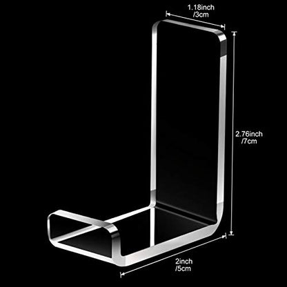 Weewooday 4 Pieces Headphone Hanger Headset Stand Holder Adhesive Wall Mount Headphone Hook for Desk Acrylic Gaming Earphones Hanger with Glues for Earphone Controller(Clear) - color: Clear