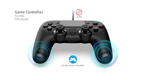 GAMFAMI Wired Controller Compatible with PS5/PS5 Pro/PS5 Slim/PC - Wired Controller with Built-in Advanced Back Buttons Programming/Turbo,with Thumbsticks | 2 High-Rise, 2 Mid-Rise (Black) - color: Black