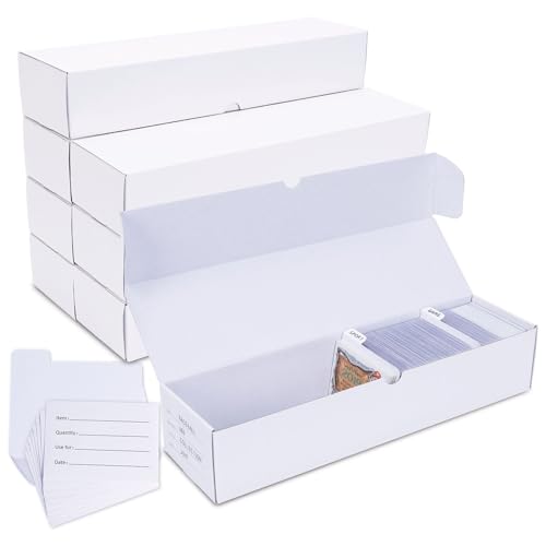 Trading-Card Storage Box, 8-Pack • 1000 Count Corrugated Cardboard Storage Box with dividers & labels for TCG/Magic/Mtg storage and Collection, 14.4 INCH Horizontal - size: 8 piece 14in for Standard