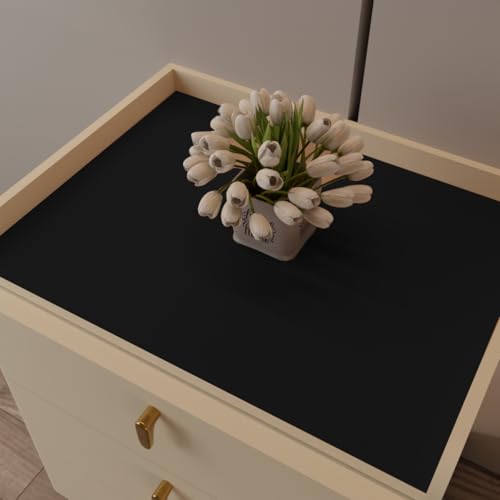 Leather Nightstand Cover,1.8mm Thick,15.75x23.6 Inch end Table Cover,Side Table Cover,Bedside Table Cover,Bedside Tablecloth.(Black+Black,15.75x23.6) - color: Black+black, size: 15.75" × 23.6"