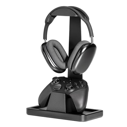 UPERGO Solid Wood Headphone Stand with Controller Holder for Desk | Natural Solid Wood, Holds 1 Headset & 1 Controller, Gamer Gifts for Men, Gaming Desk Accessories for PS5/Xbox/Switch