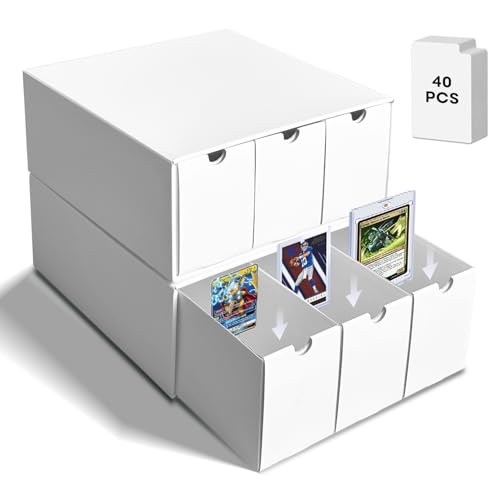 Fageverld Trading Card Storage Box, Top Loaders Storage Box with 40 Dividers, Cardboard Toploader Card Boxes for Sports Card, Baseball, MTG, TCG, Playing Cards, 6 Drawer - color: Drawer-2 Sets