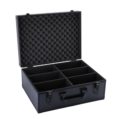 Card Storage Box Aluminum Alloy Card Storage Case with Trading Card Collection Box EVA Foam Protection Organizer for, 6 Compartments - size: 6 Compartments