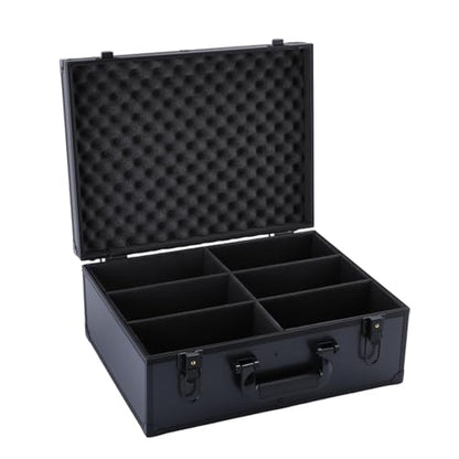 Card Storage Box Aluminum Alloy Card Storage Case with Trading Card Collection Box EVA Foam Protection Organizer for, 6 Compartments - size: 6 Compartments