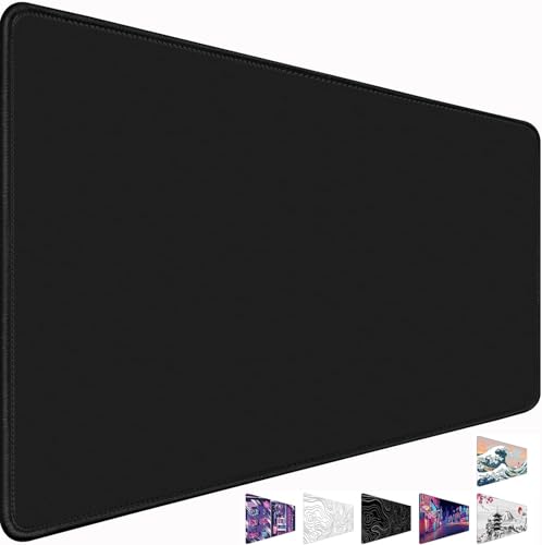 Large Mouse Pad Desk Mat Office Desk Pad with Stitched Edges, Black | 35.4"x15.7" Non-Slip Waterproof Rubber Base Gaming Laptop Desk - color: Black, size: 35.4" x 15.7"