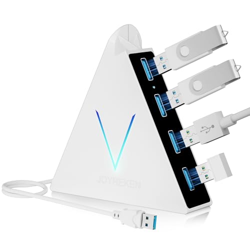 USB 3.0 Hub,4 Port USB Hub Tower,2ft Cable USB Splitter for Laptop,PC, PS4,PS5,Xbox,Mouse,Keyboard, Flash Drive, U-Disk (White) - color: White-A