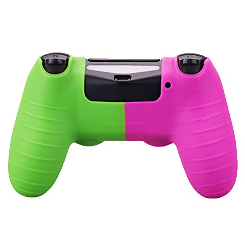 PS4 Controller DualShock4 Skin Grip Anti-Slip Silicone Cover Protector Case for Sony PS4/PS4 Slim/PS4 Pro Controller with 2 Thumb Grips (Red and Green) - color: Red and Green