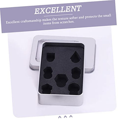 Alipis Square Iron Dice Storage Case with Foam Inserts Portable Tin Dice Organizer for Home Use for Board -Piece Set