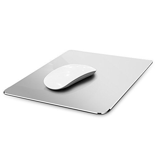Vaydeer Hard Metal Aluminum Mouse Pad Clear Modern Smooth Magic Ultra Thin Double Side Design Mouse Mat Waterproof Fast and Accurate Control Compatible for Gaming and Office, Silver, 9.05X7.08 Inch - color: Silver, size: 9.1L x 7.1W inches