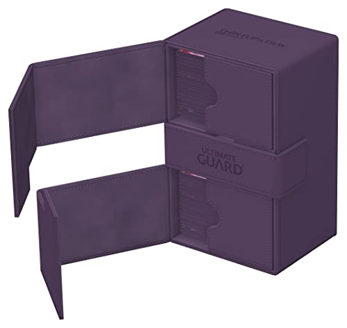 Ultimate Guard Twin Flip'n'Tray 160+, Deck Case for 160 Double-Sleeved TCG Cards + Dice Tray, Purple, Independent Magnetic Closure & Microfiber Inner Lining - color: Purple, size: 160+