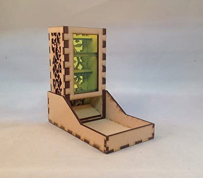 Mini Dice Tower and Tray v5 Neon Green Acrylic Window Laser Cut MDF Unique Gift