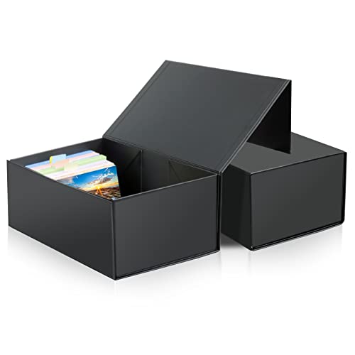 tutata 4X6 Index Card Holder, Index Card Storage Box 4 x 6 Inches, Fits 1200 Flash Cards - 2 Pack, Black - color: 2 PACK 4X6 BLACK BOX