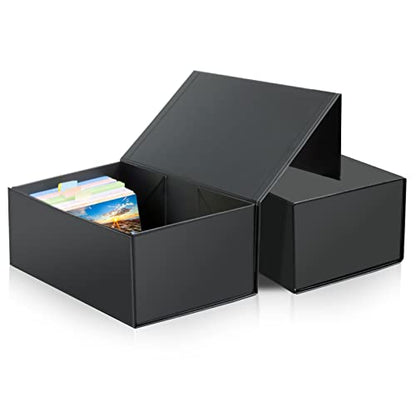 tutata 4X6 Index Card Holder, Index Card Storage Box 4 x 6 Inches, Fits 1200 Flash Cards - 2 Pack, Black - color: 2 PACK 4X6 BLACK BOX