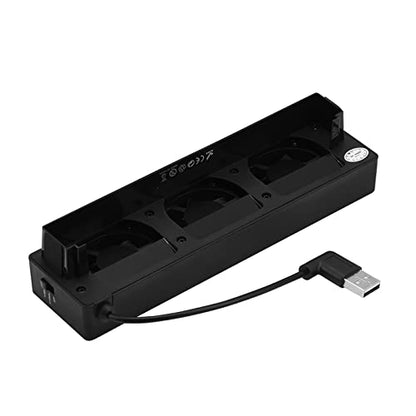 USB Cooling Fan Base Stand Dock Cooler Holder Bracket for Console 3 Built in Fans Turbo Normal Speed Adjustable Compact ABS Black 175mm