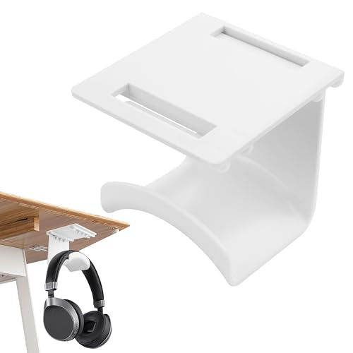 YAODHAOD Headset Hanger Holder Wall Mount, Sticky Headset Stand Holder Clip Under Desk for All Headphone/Controller (White,Removable Hanging Style) - color: White, size: Removable Hanging Style