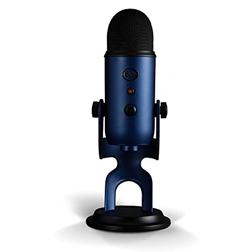 Logitech Creators Blue Yeti USB Microphone for PC, Mac, Gaming, Streaming, Podcasting, Studio and Computer Condenser Mic with Blue VO!CE Effects, 4 Pickup Patterns, Plug and Play - Midnight Blue | USB Plug-and-Play Condenser Mic with Blue Vo!ce, Headphone