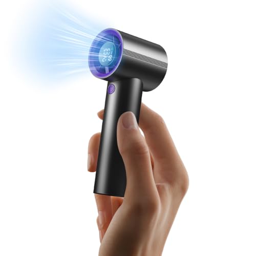 Portable Handheld Fan, Speed(1-199) Powerful Turbo Mini Fan, 30000 RPM High Speed Moter [14H Max Cooling Time] 5000mAh Battery Rechargeable,Pocket Personal Small Travel GIfts for Women Men,BlackPurple - color: Black Purple
