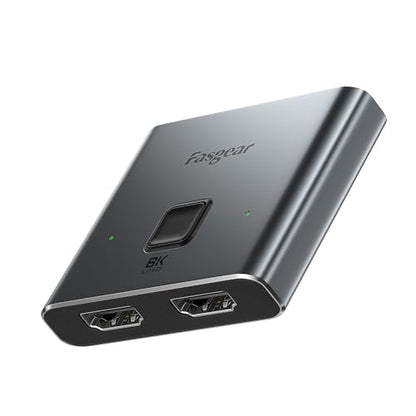Fasgear HDMI 2.1 Splitter Switch Directional 2 in 1 Out | 8K@60Hz/4K@120Hz, For TV X-Box PS5 Gaming Consoles, Roku Fire Stick, Projectors Monitors Laptops